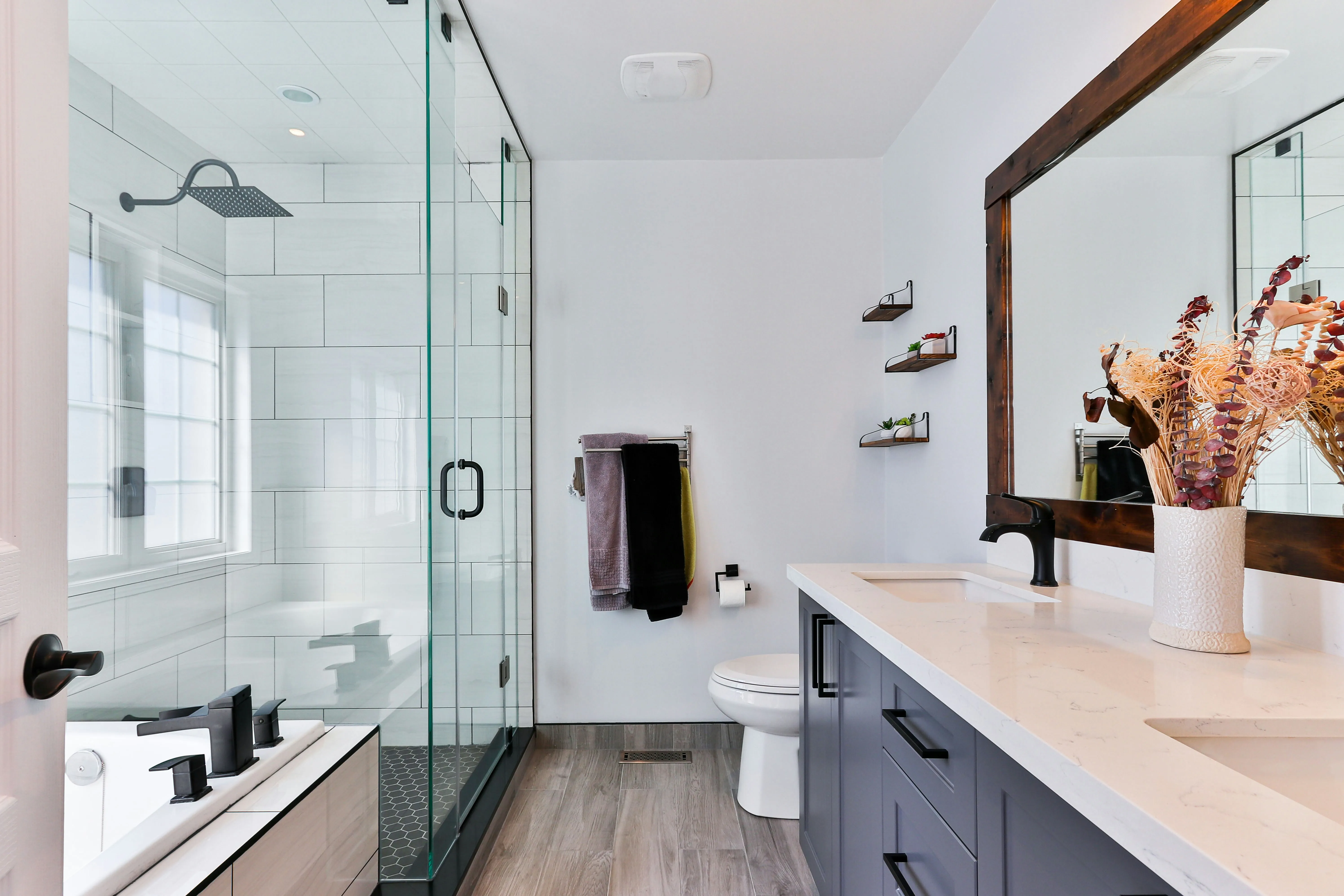 Elegant blue vanity bathroom